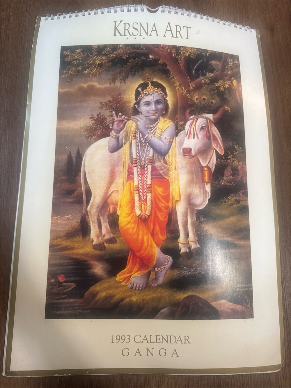 VINTAGE RARE KRSNA ART HINDU GANGA KRISHNA 1993 CALENDAR 13.5 X 21 INCH